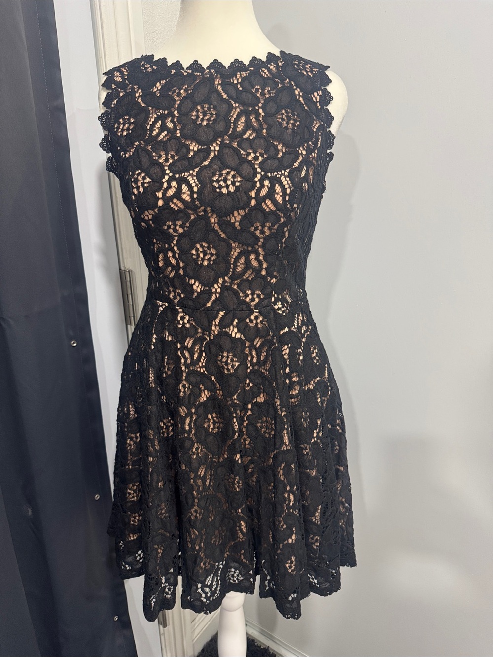 City Studio Black Floral Lace Mini Dress